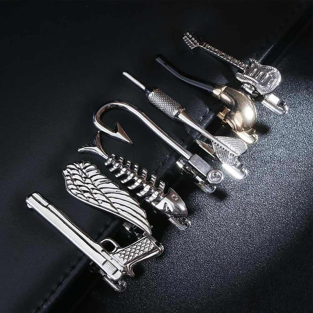 Creative High Quality Silver Metal 1 Piece Key Shape Gifts for Men Necktie Clips Pin Tie Clip Glasses Shape Jewelry