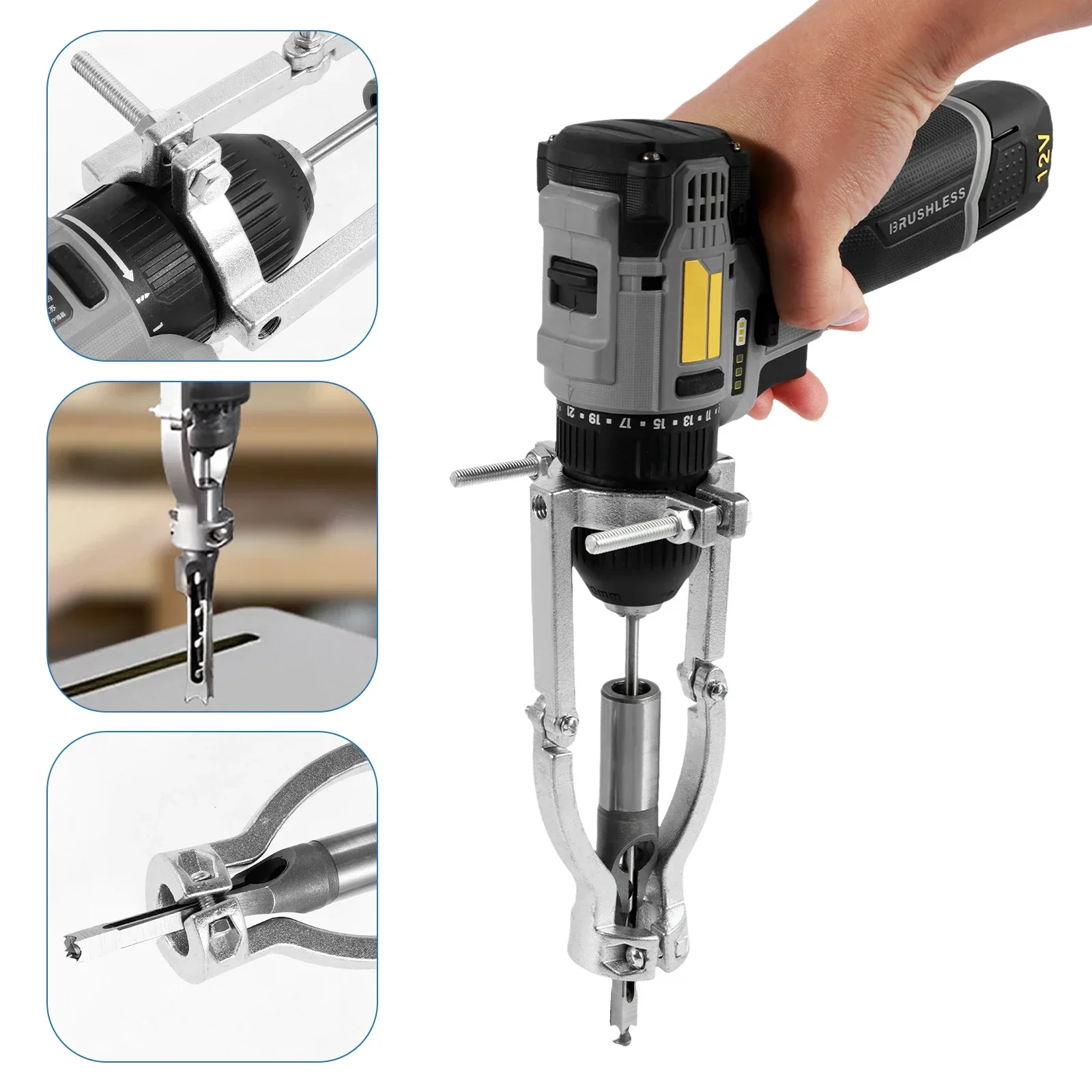 Imagem -04 - Adaptador Square Hole Drill Bit Mortiser Bit para Ferramentas de Madeira Suporte de Fixação Junta Profissional
