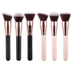 1pc Makeup Brush Round Head Loose Brush Flat Head Foundation Blush Brush Oblique Head Contour Brushes Make Up Beauty Tool