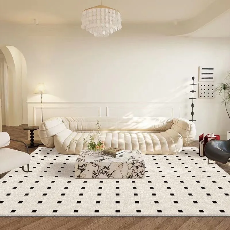 

VIKAMA Light Luxury Premium Ins Style Cream Loop Pile Rug Living Room Household Sofa Bedroom Bedside Area Rugs Home Decoration