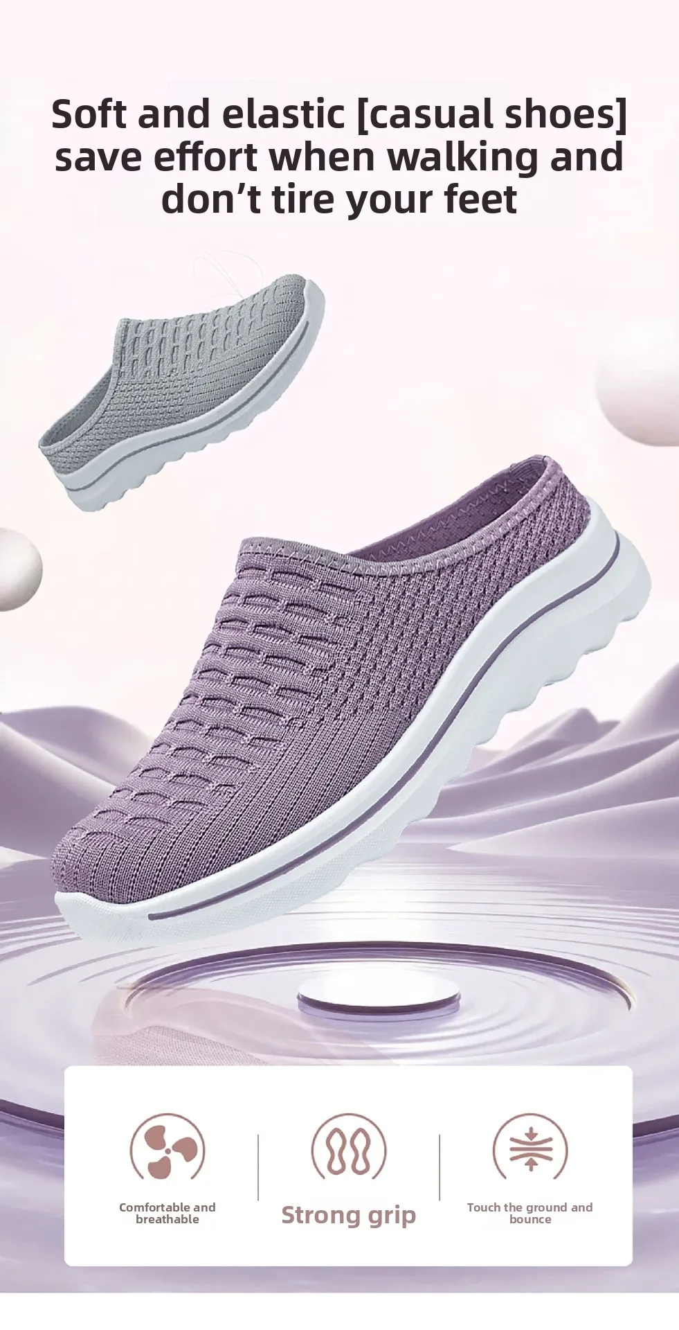 Übergrößen Damen Atmungsaktive Mesh-Pantoletten Slip-On Freizeitschuhe für Innen- und Außenbereich Tägliches Tragen – Detail 1