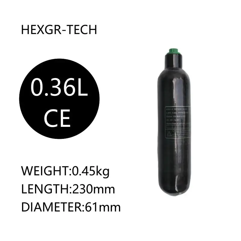 4500PSI 300Bar 30MPA 0.36L  360cc Carbon Fiber Cylinder HPA Tank Diving Scuba Bottle M18*1.5