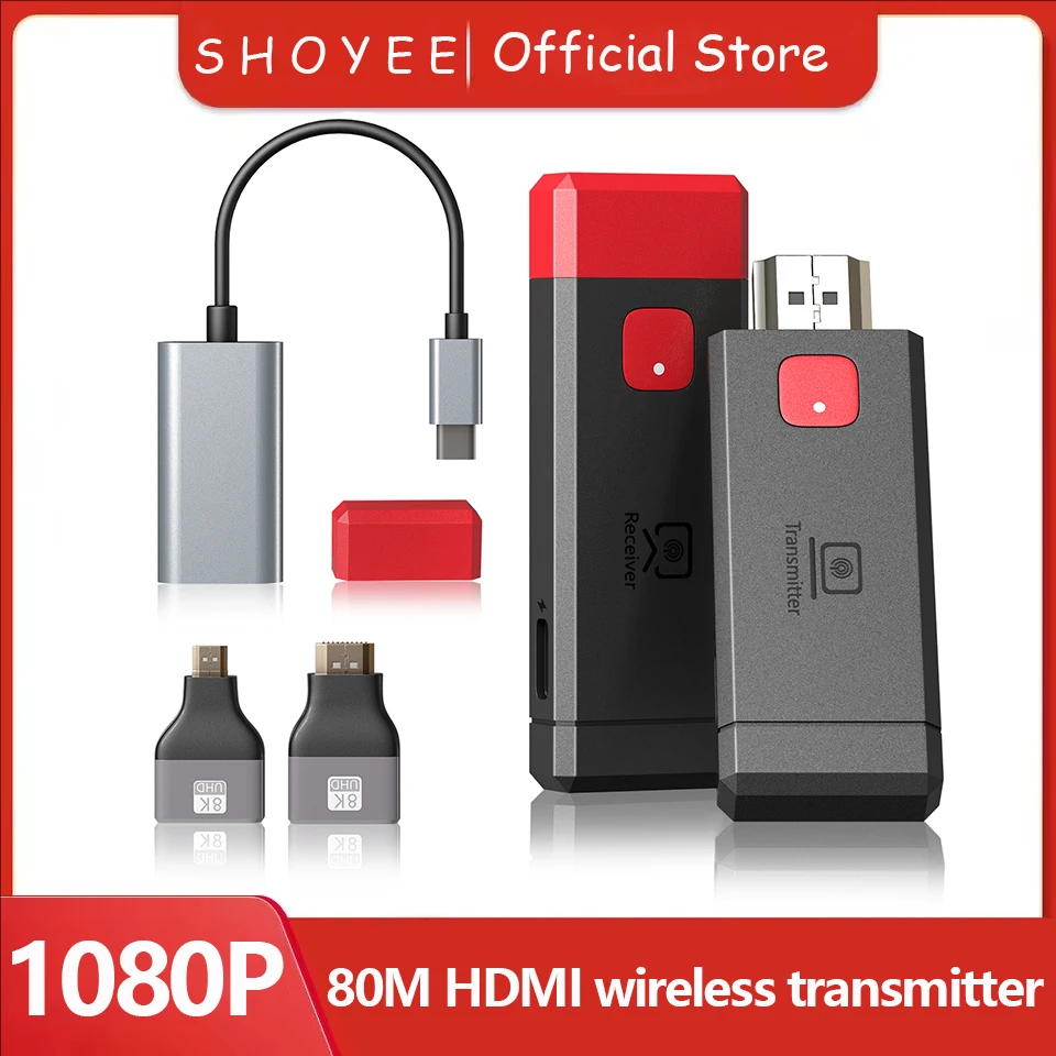 

Беспроводной HDMI-совместимый видеопередатчик и приемник, комплект удлинителя, адаптер-донгл для подключения ТВ-приставки, камеры, ноутбука к монитору или телевизору