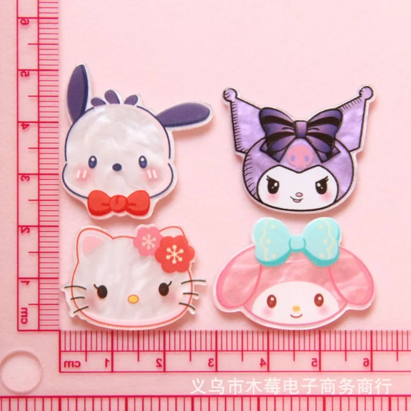 New Sanrio Anime Melody Hello Kitty Kawaii Cinnamoroll Cute Pearl Acrylic Patch Cartoon DIY hair clip brooch accessories gift