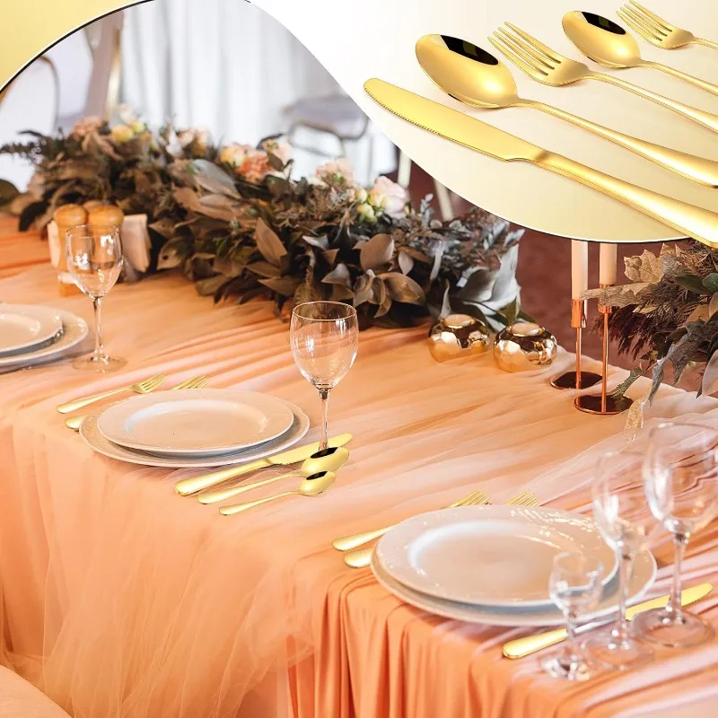 300 Pcs Gold Stainless Steel Flatware Set Service for 60 Guest Gold Silverware Cutlery Utensil Set with Fork Knife Spoon image 5