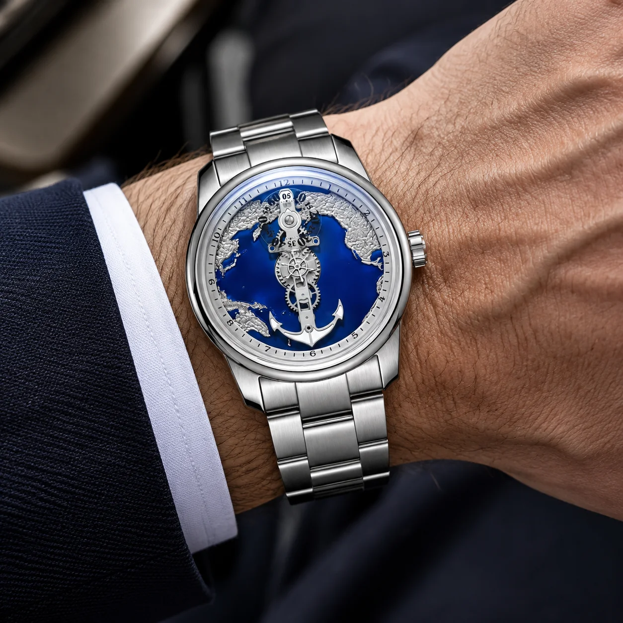 OBLVLO Men's Luxury Automatic Watch – Nautical-Style Dial, Stylish 'Navigator' Aesthetic, Luminous and Water-Resistant.