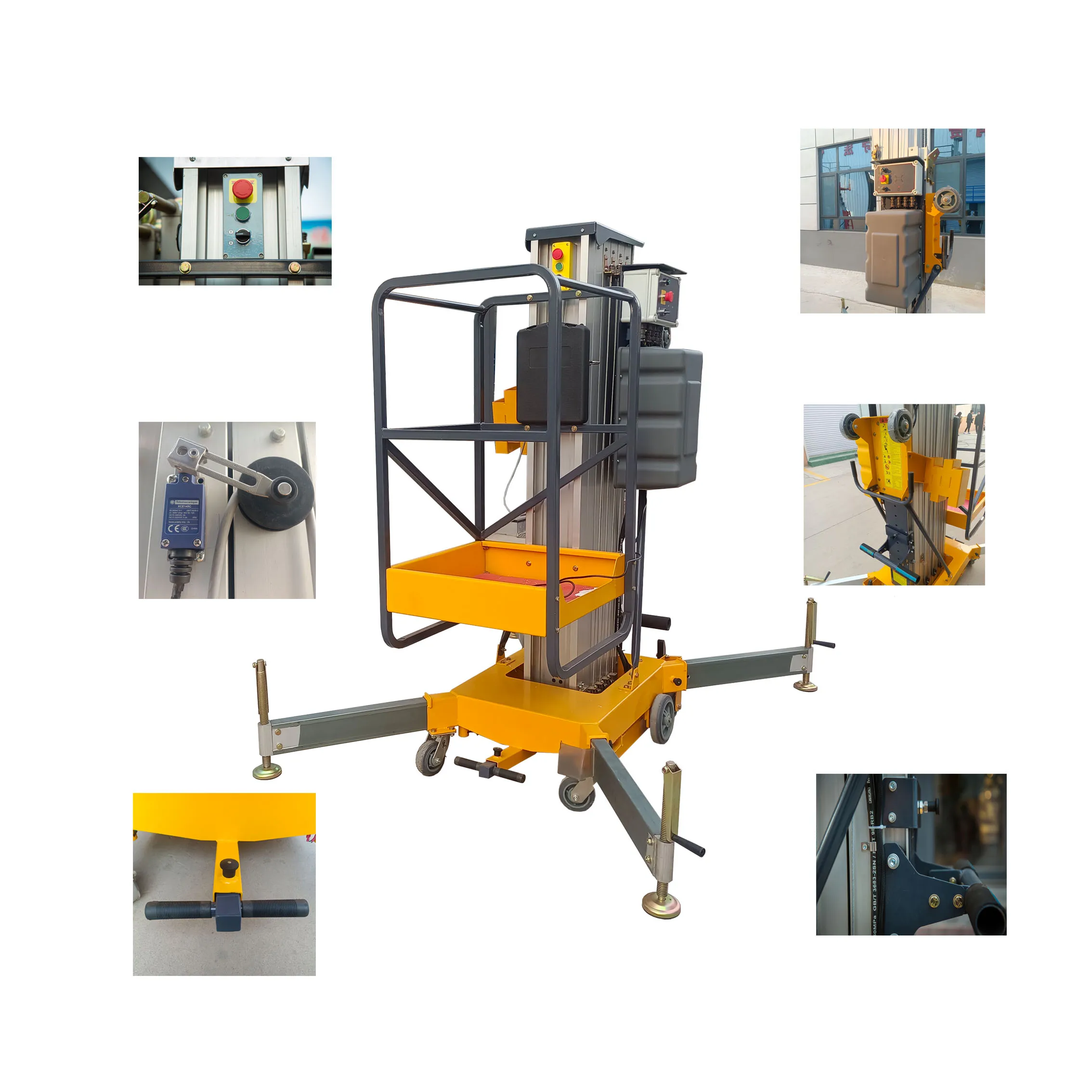 

Индивидуальный портативный 6-12 м, емкость 150 кг, одиночная мачта для одного человека, гидравлический вертикальный подъемник, воздушная рабочая платформа из алюминиевого сплава