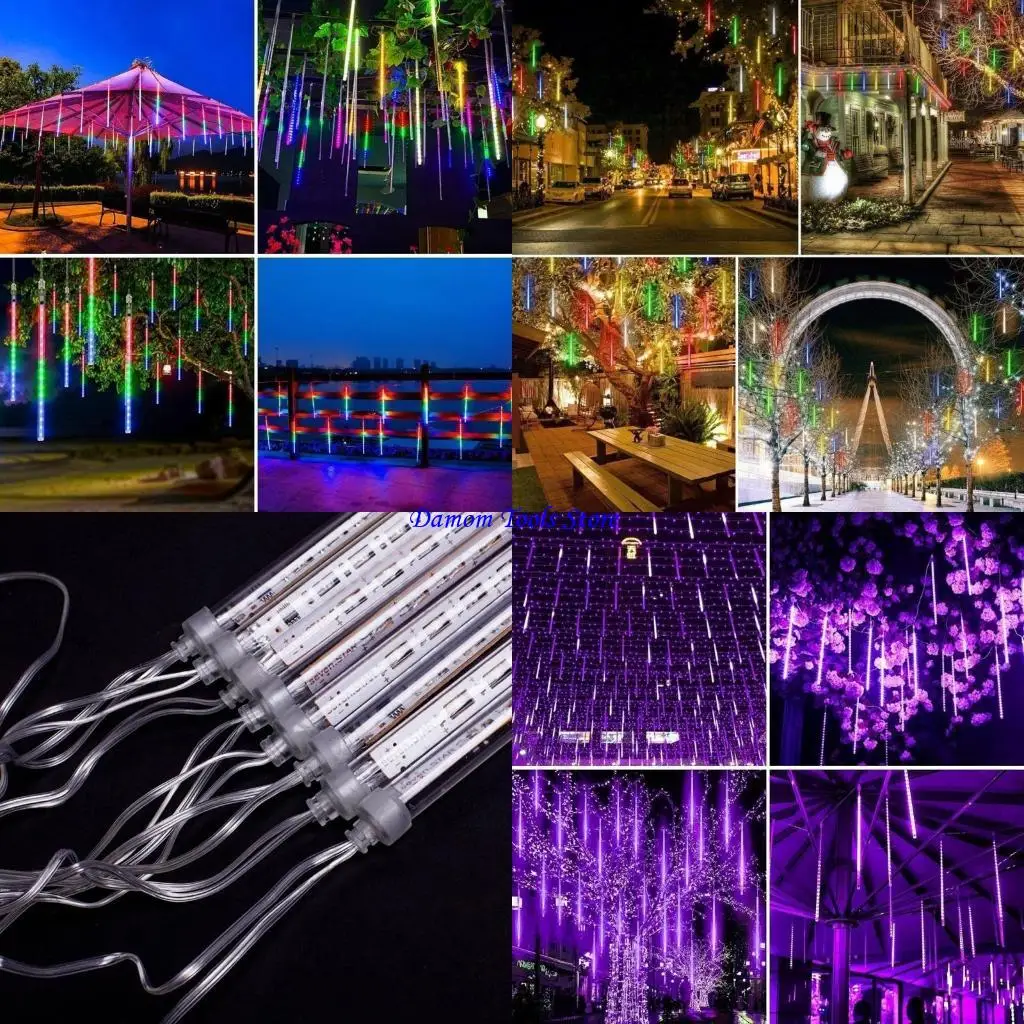 

57BE 30/50cm 8 Tube Shower Rain LED String Lights Christmas Tree Decorations