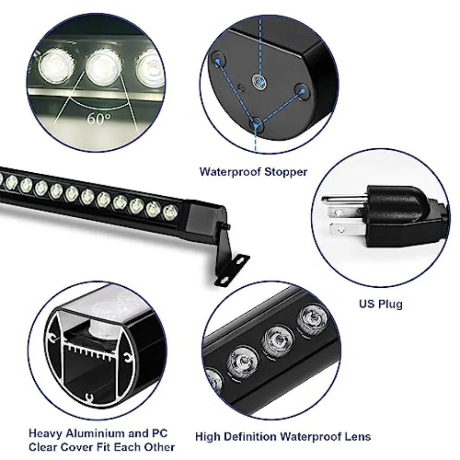 36W LED Wall Washer Light Bars 2 Pack 2Feet 4000K Neutral White Linear Light 120V Waterproof IP67 Flood Wash Light for Indoor S