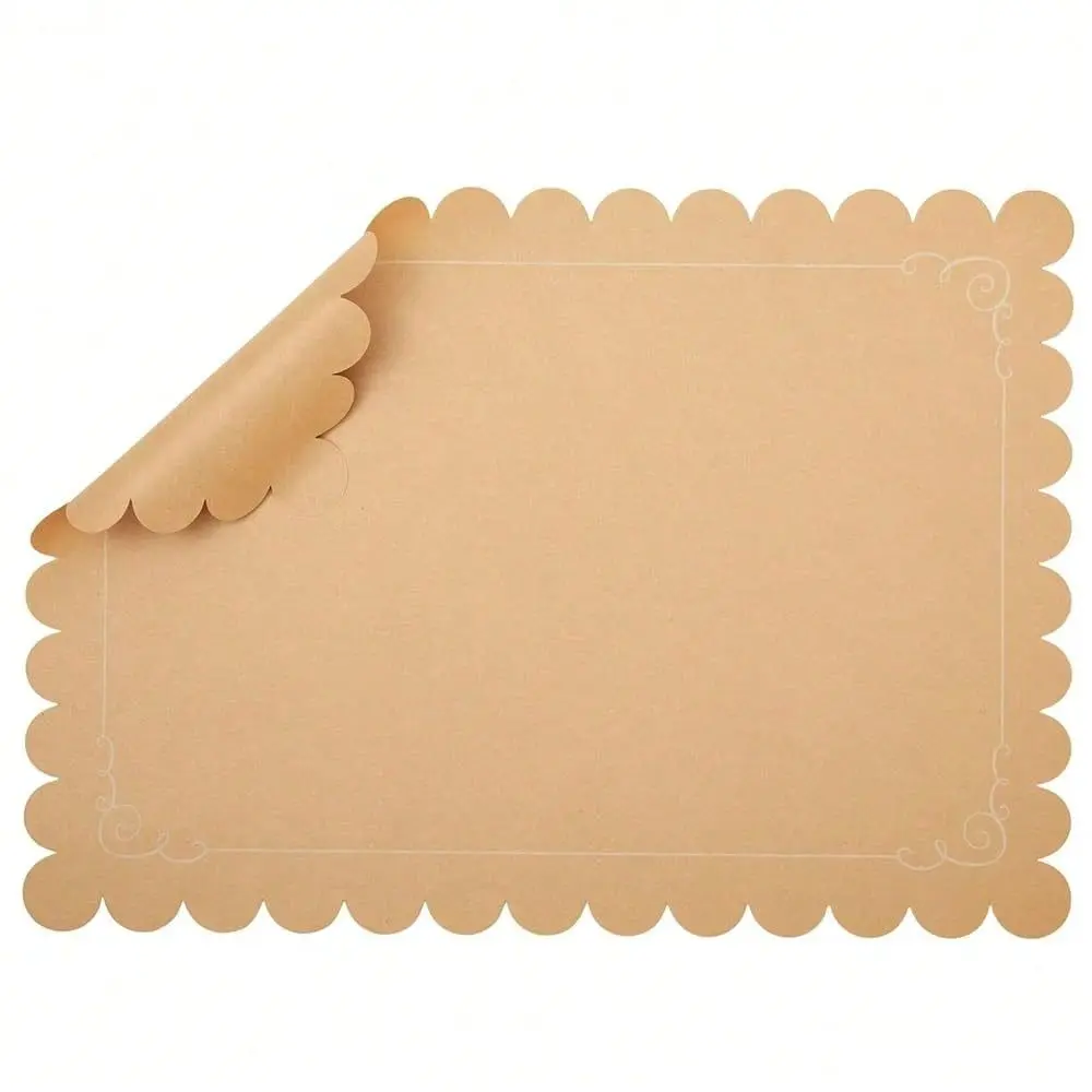 

Scalloped Paper Placemats Convenient Disposable Placemats Elegant Table Settings Paper Chargers For Dinner Plates Brown, 10 X 1
