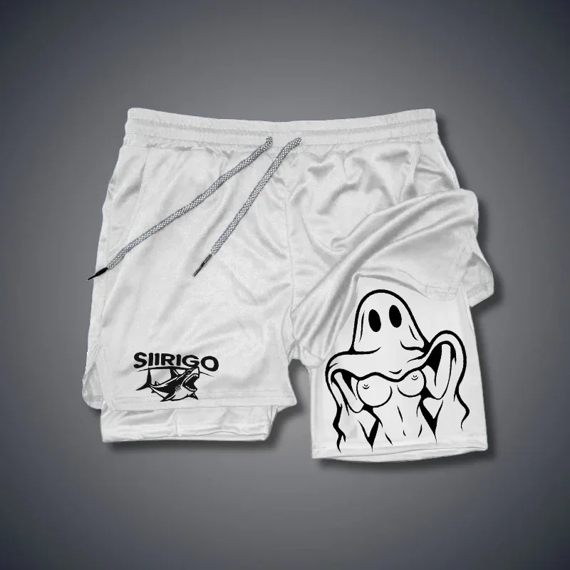 

Двухслойные шорты для фитнеса для мужчин, летние облегающие быстросохнущие дышащие шорты для мужчин, спортивная и фитнес-одежда