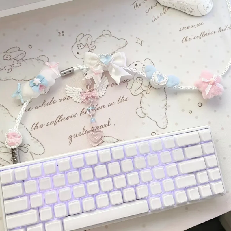 Custom 8k Aviator Cable Macaron Series 1.3m Luminous Type-c Interface Magnetic Mechanical Keyboard Cable Desktop Decoration