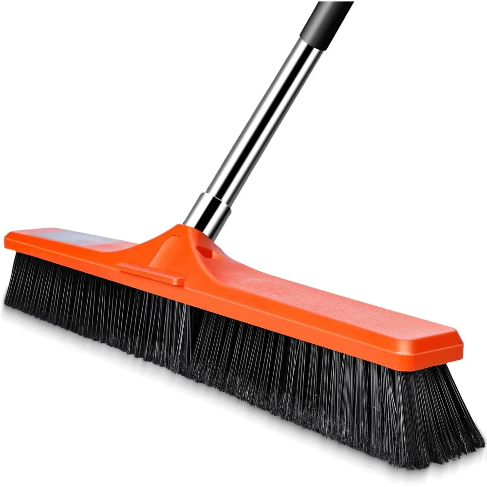 

24" Heavy Duty Outdoor Push Broom 58" Long Handle Stiff Bristle Garden Brush for Deck Driveway Garage Yard Patio Concrete