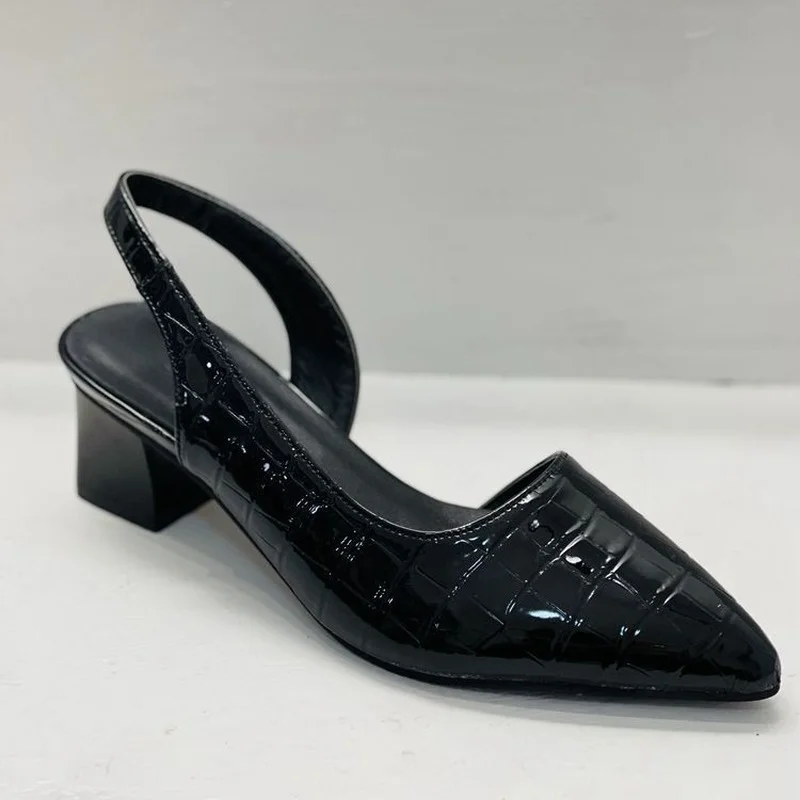 Sandali estivi da donna in pelle PU con punta a punta Décolleté da ufficio con tacco quadrato da donna Scarpe classiche da donna Calzature taglie