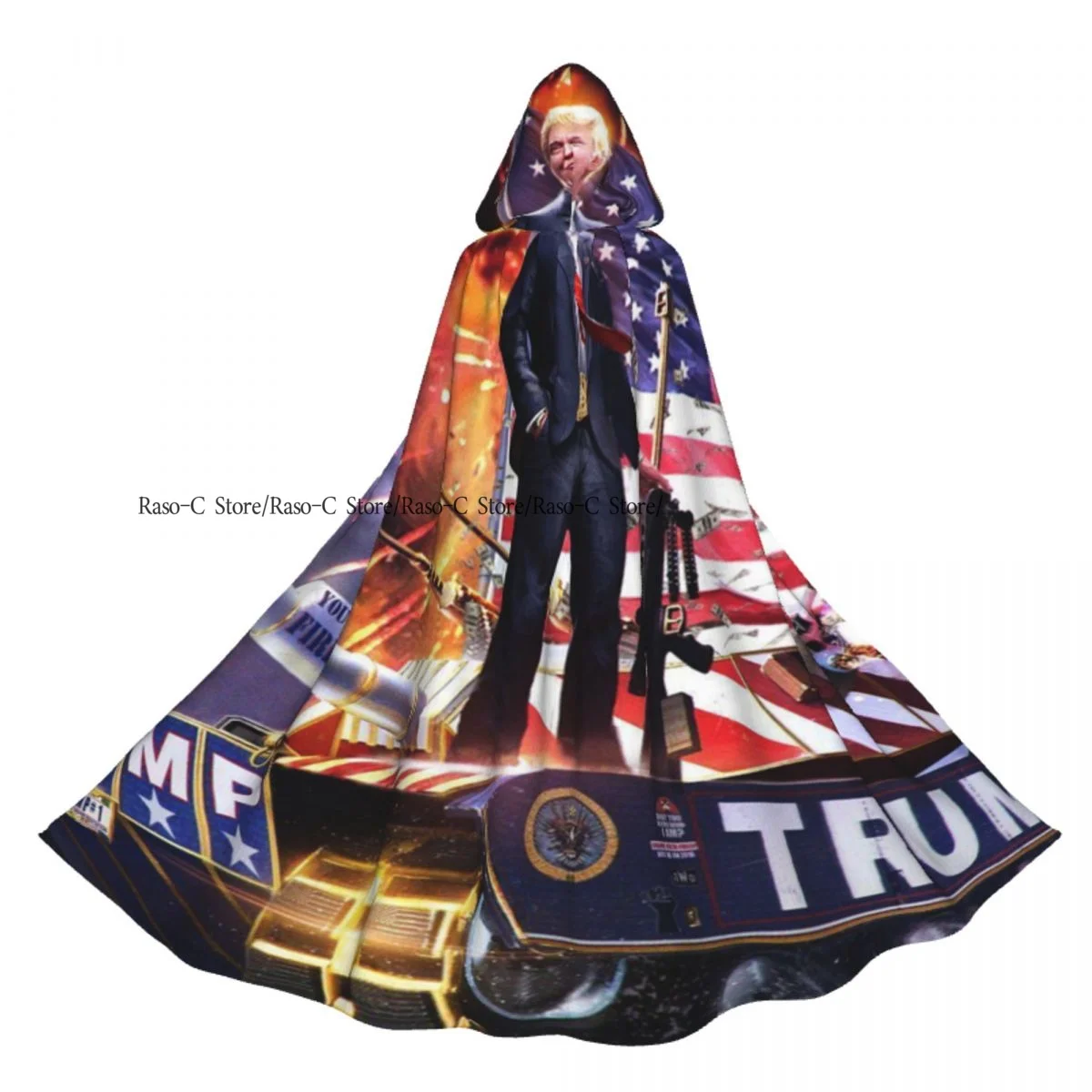 Hooded Cloak Unisex Cloak with Hood Trump 2024 Maga Cloak Vampire Witch Cape Cosplay Costume