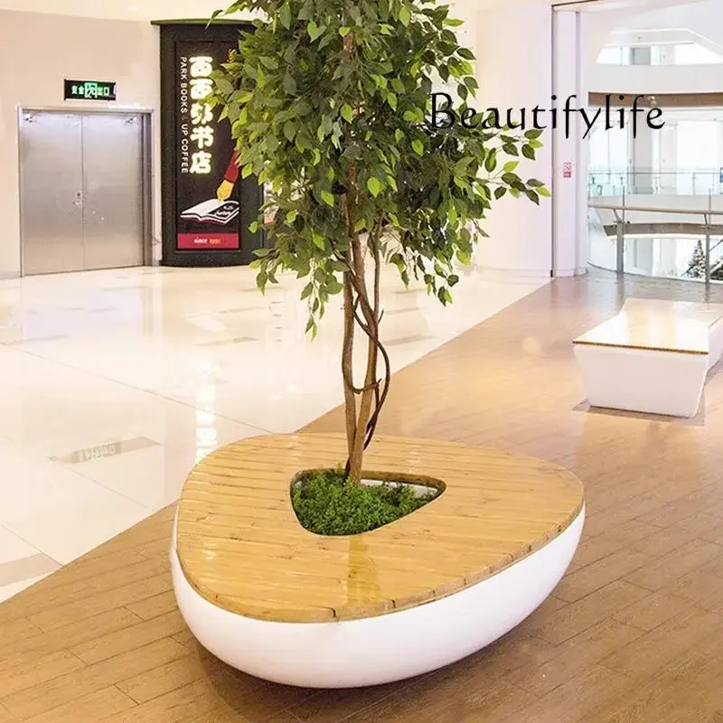 AFRP Outdoor Seat Anti-corrosion Wood Seat Shopping Mall Meichen Leisure Chair Outdoor Flower Pot Rest Chair