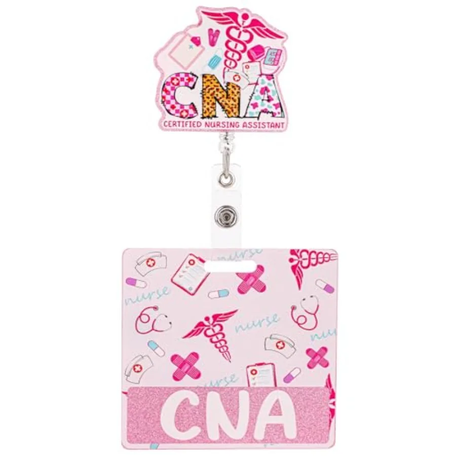 CNA Badge Reel Retractable and ID Badge Buddy, CNA Badge Reel Set Pack CNA Retractable Badge Clip with CNA Badge Card Identific