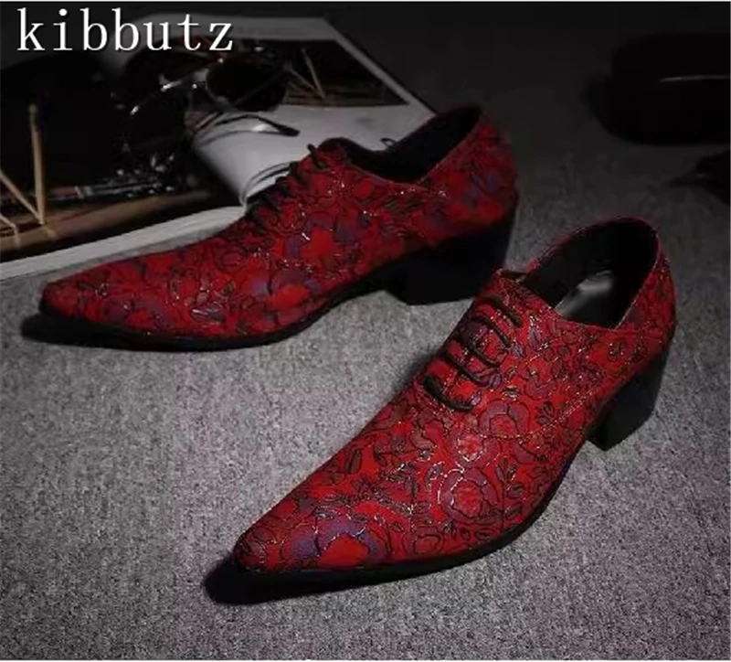 Men Genuine Leather Prints Business Shoes Brand Design Pointed Toe Lace-Up Oxford Dress Shoes Summer Casual Leather Shoes