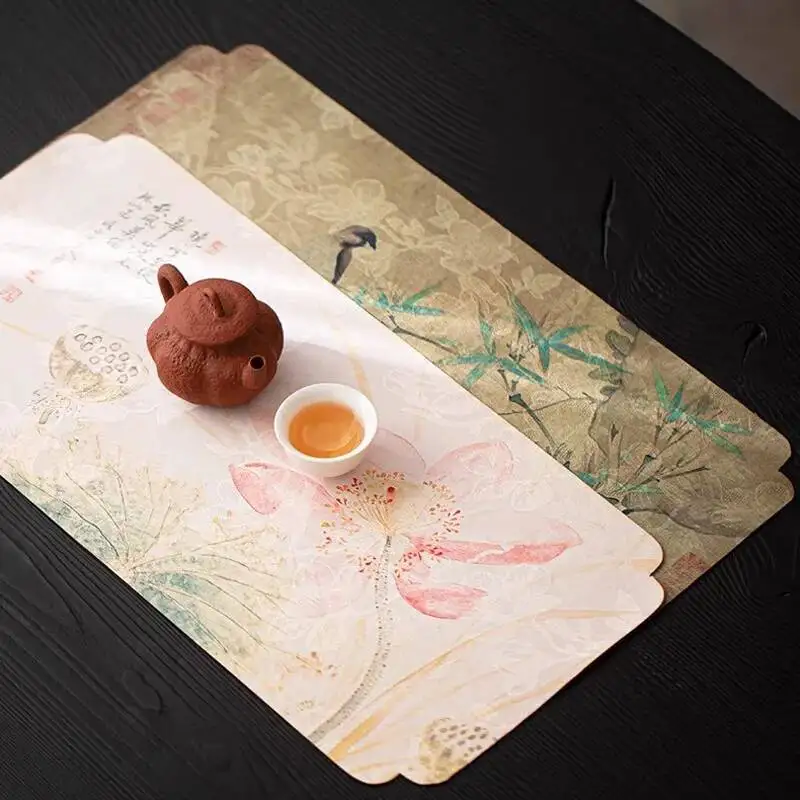 Chinese Cloud Silk Green Bamboo Dry Tea Mat Chinese Zen Tea Tray Mat Tablecloth Tea Mat view 2