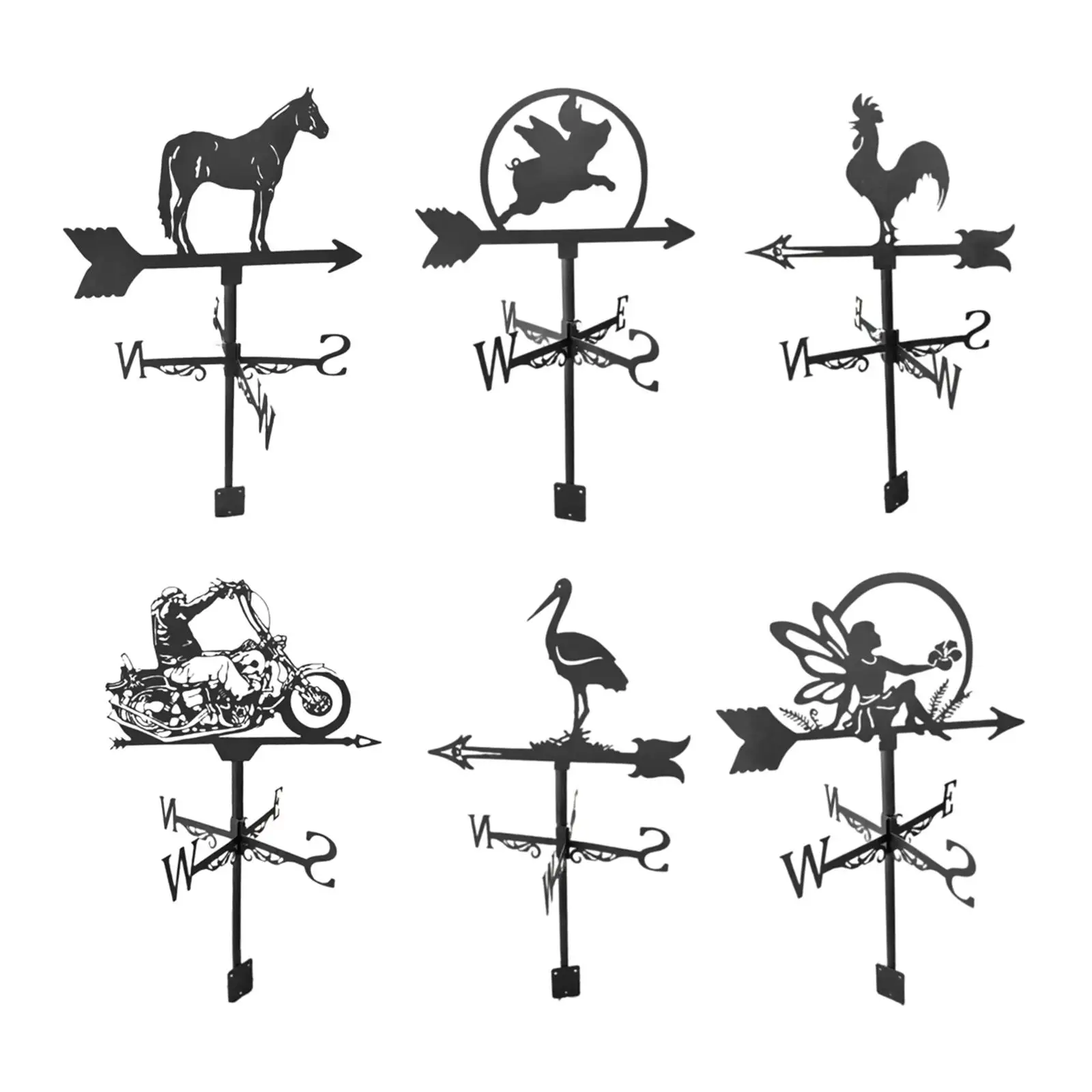 

Retro Metal Black Weathervane Animal Figure Home Garden Yard Stake Ornament