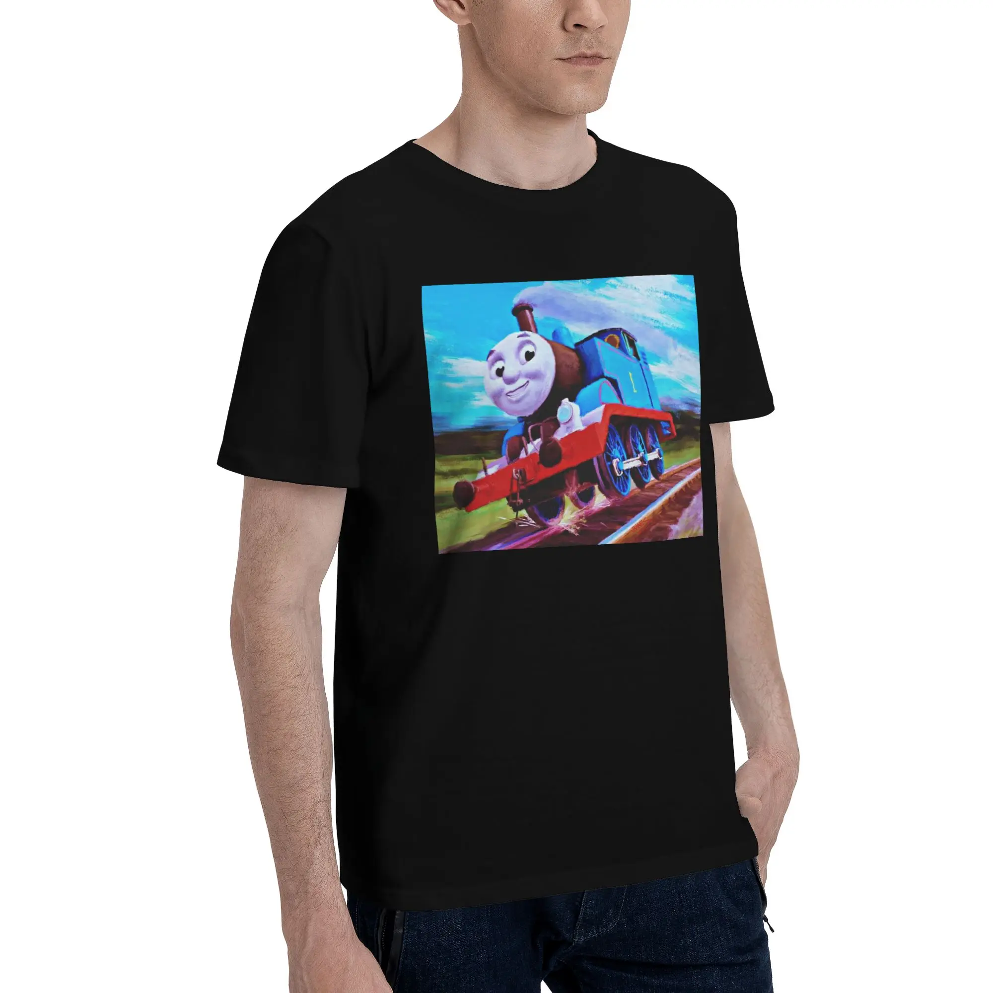 

Thomas the train - tank engine Мужская футболка больших размеров Мужские хлопковые футболки с круглым вырезом Короткие летние мужские футболки