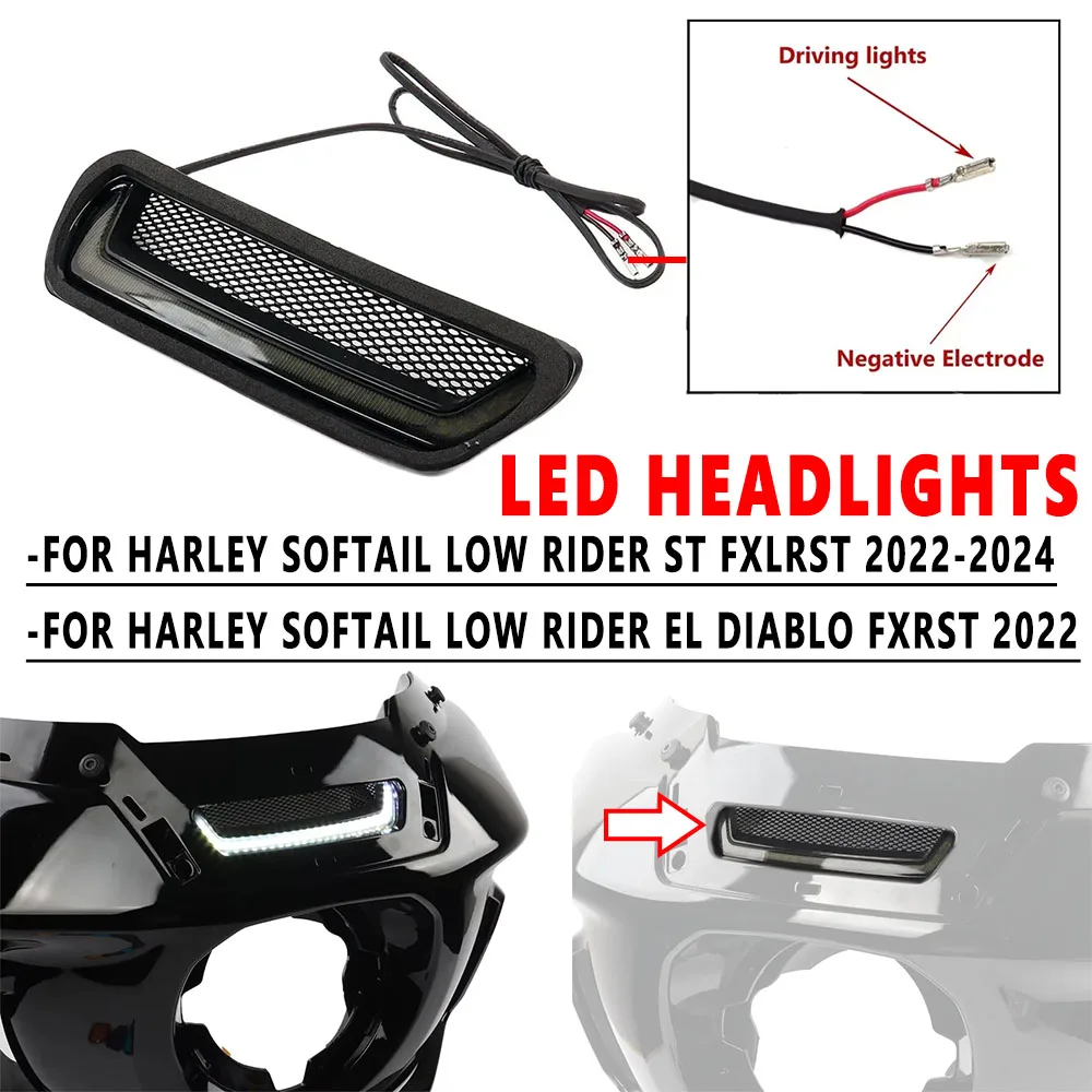 

Новинка для Harley Softail Low Rider ST El Diablo FXRST FXLRST, аксессуар для мотоцикла, белая фара Tracer, вентиляционные светодиодные фары, черные