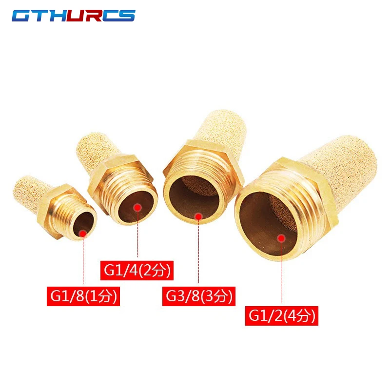 Pneumatic Exhaust Muffler Silencers 1/8 1/4 3/8 1/2 BSP Male Thread For Air Noise Brass Adjustable Long Short BSL M5