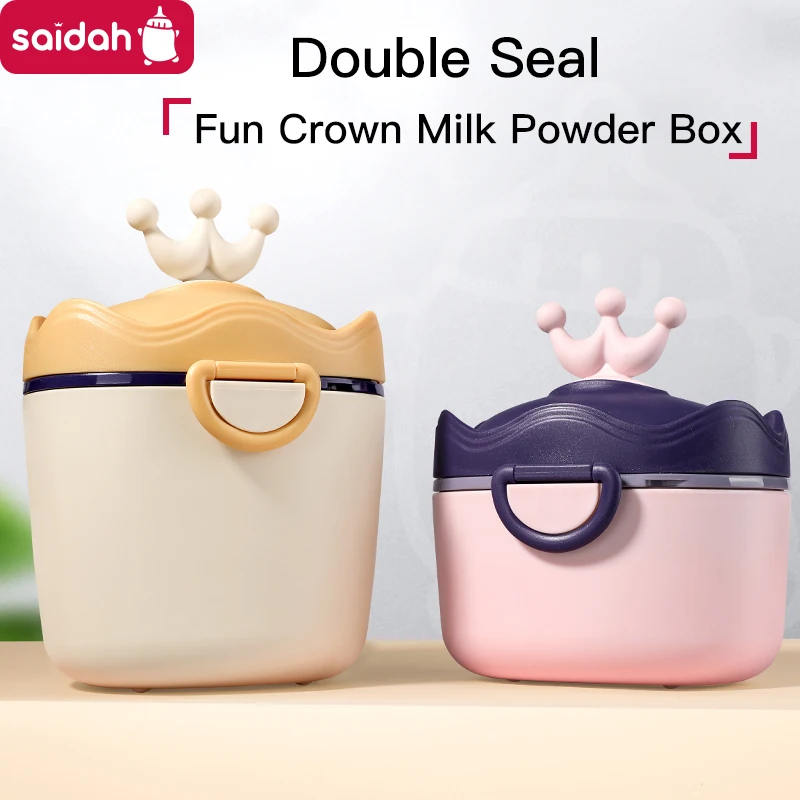 330ml/500ml Carton Crown-Shape Infant Baby Milk Powder Snacks Storage Box,Secure Lock & Portable Container, Ideal for Travel