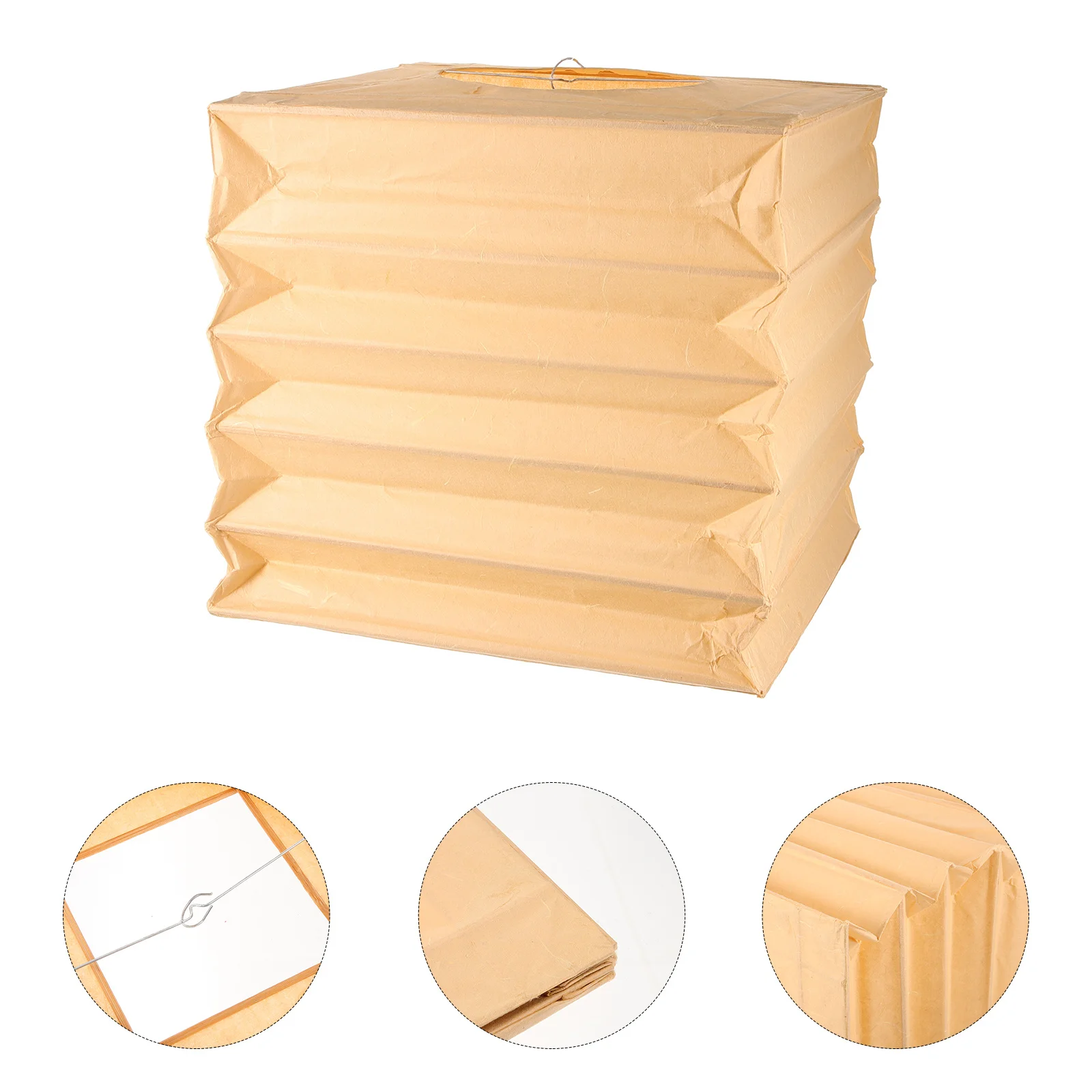 

Household Foldable Square Paper Lampshade Rustic Paper Lamp Cover Ceiling Lamp Shade for Living Room Bedroom Decor Romantic