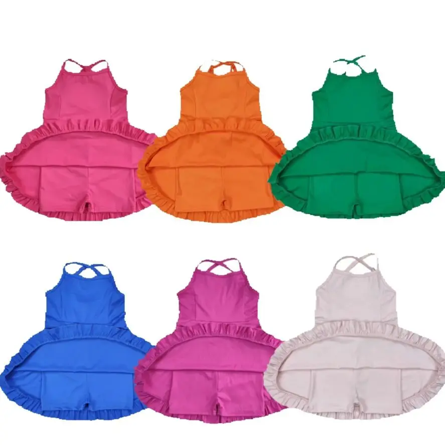 

Hot Sale Baby Girls Yoga Dress Baseball and Flower Prints Fashion Girls Clot