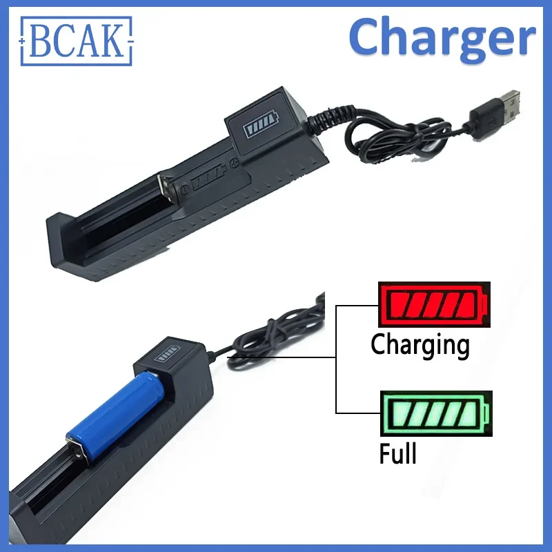 BCAK 4.2V Plastic Battery Charger with LED Indicator  for Li-ion Lithium Battery 18650 26650 25500 16340 14500 10440 17500 14430