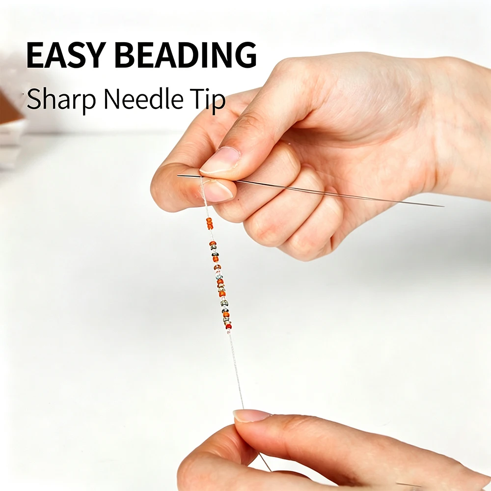 12PCS Stainless Steel Handmade Bead Needle Open Eye Needle Bead Needle Middle Hole Needle  DIY Handmade  Bead Needle Accessories