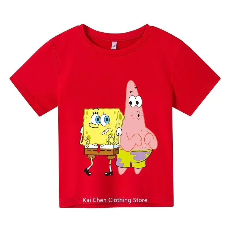 Kawaii Anime Spongebobed Squarepants Patrick Star Squidward Tentacles Armor Abs Krabs Clothes Cartoon Cute Short Sleeve T-Shirt