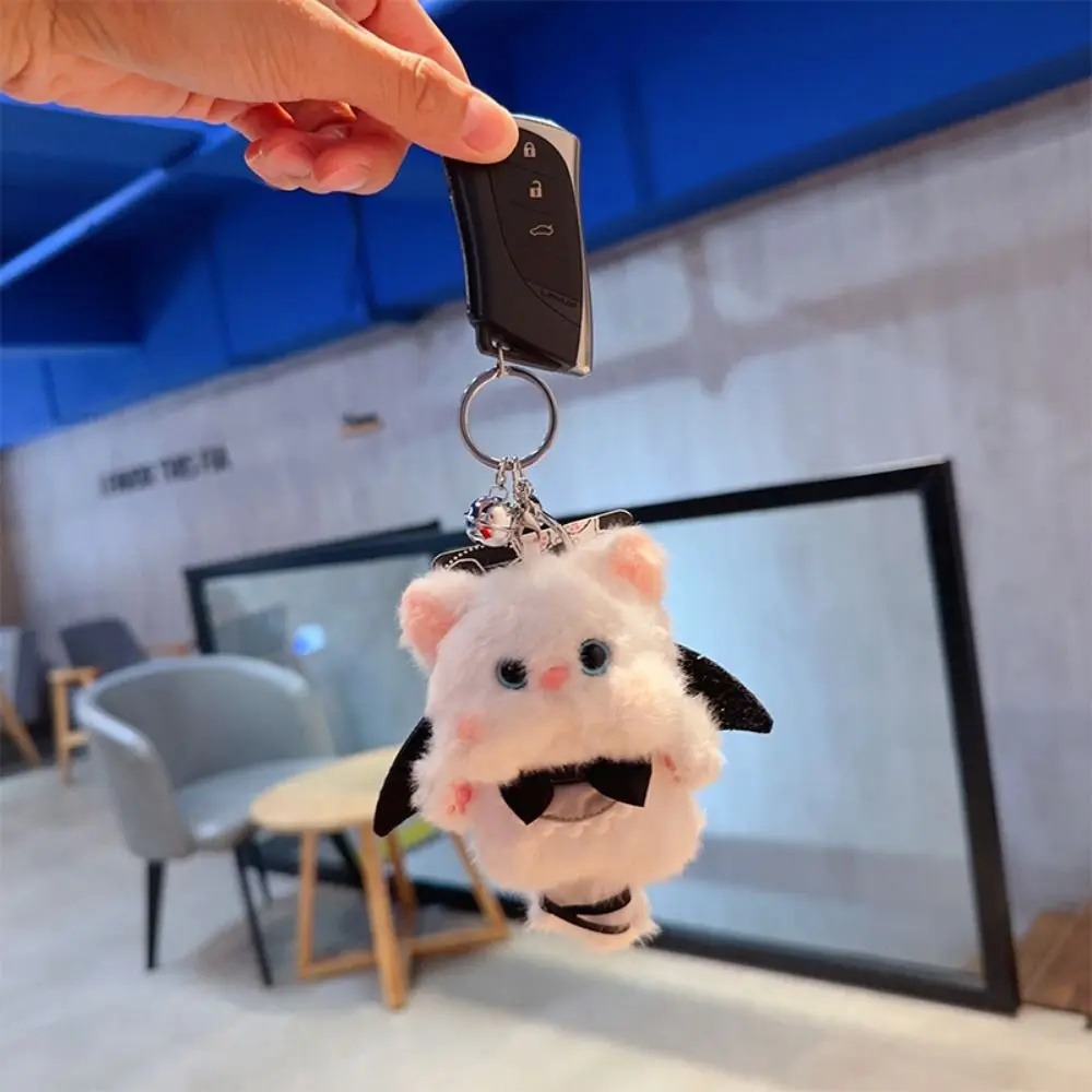 

Cute Cartoon Cat Plush Doll Toy Black and White Fluffy KeyChain Plushie Soft Cat Shaped Cartoon Cat Plush Keychain