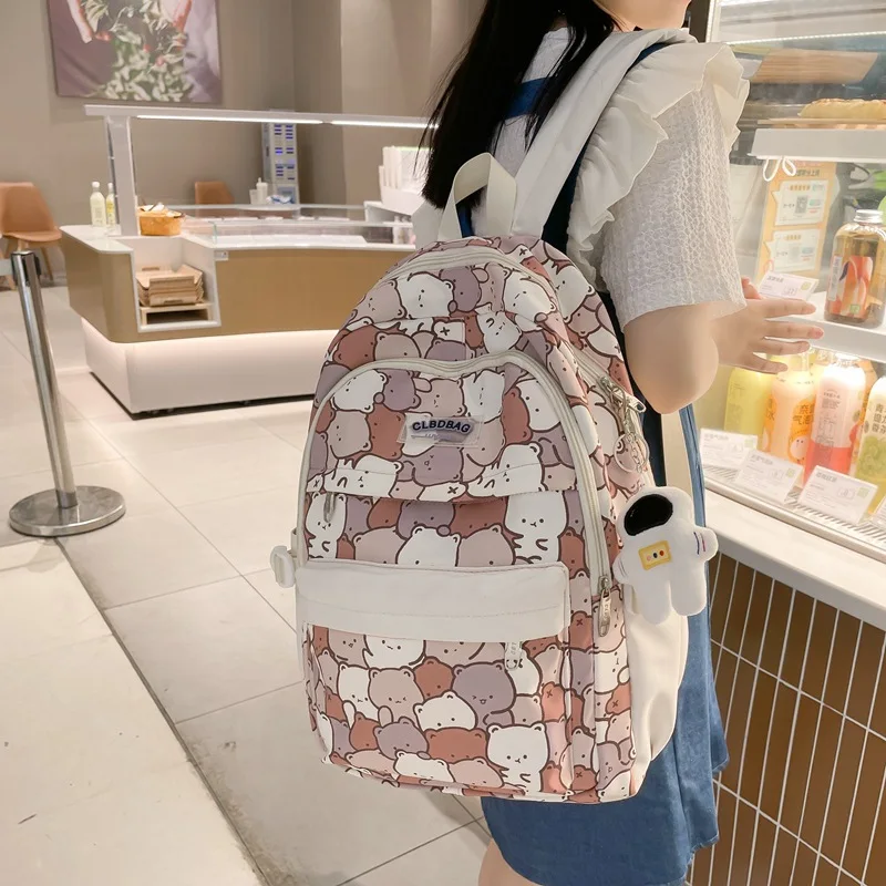 

Korean Student School Backpack High-capacity Graffiti School Bags for Teenage Girl Cute Women's Backpack Book Bag Nylon Rucksack