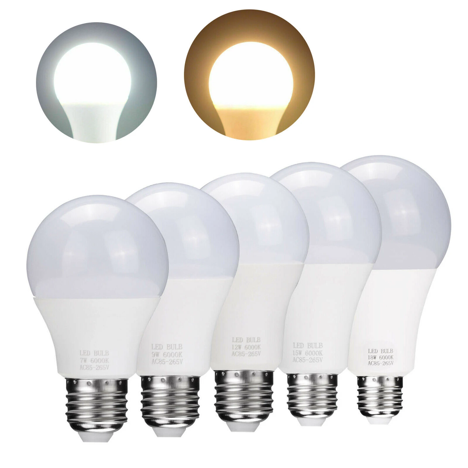 E27 LED Globe Bulb Light 3W 5W 7W 9W 12W 15W 18W Energy Saving White Lamp Light 110V 220V Home Lighting Plastic Clad Aluminum