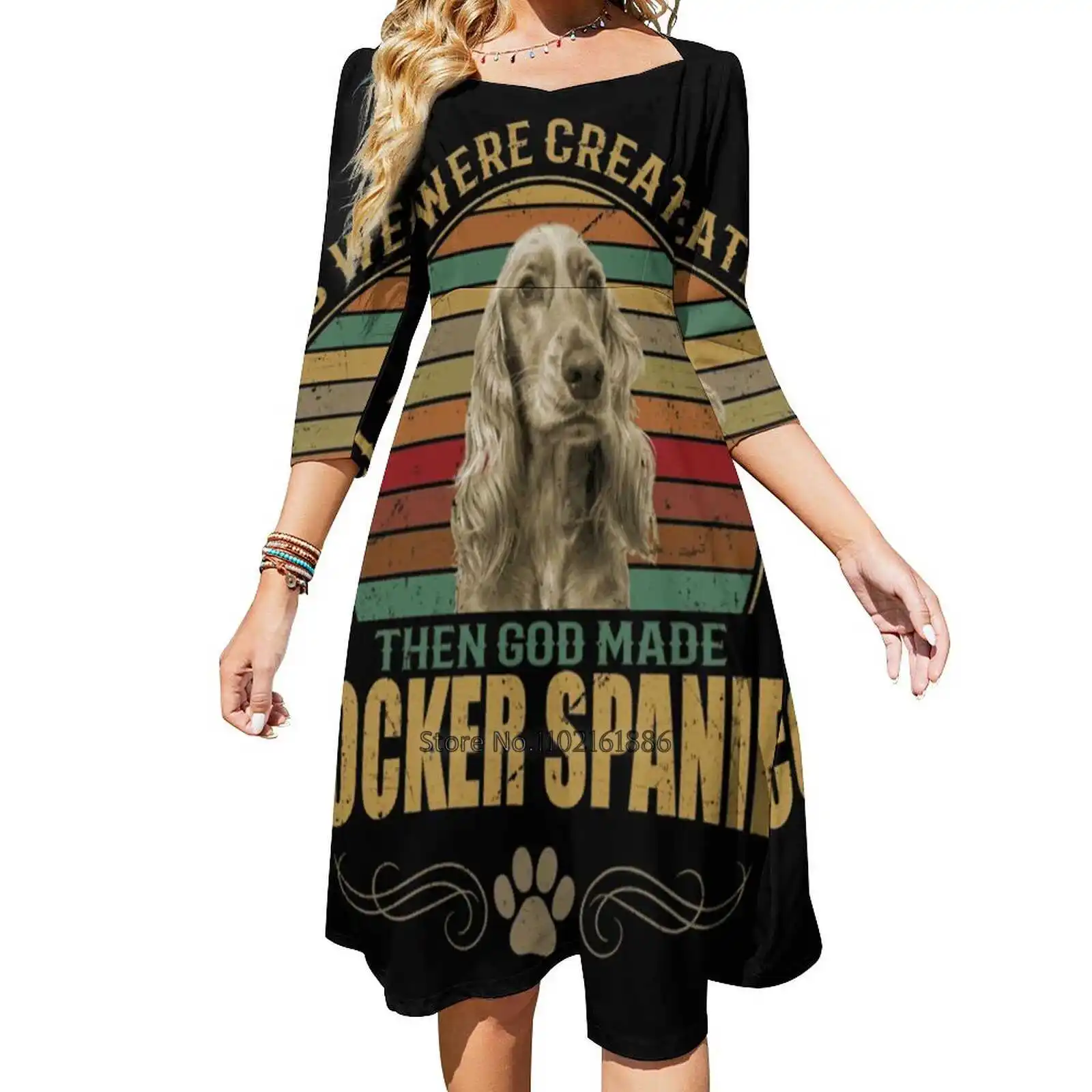 

Cocker Spaniel Back Lacing Backless Dress Women Kawaii Square Collar Dress 6Xl Cocker Spaniel Cocker Spaniel Cocker Spaniel