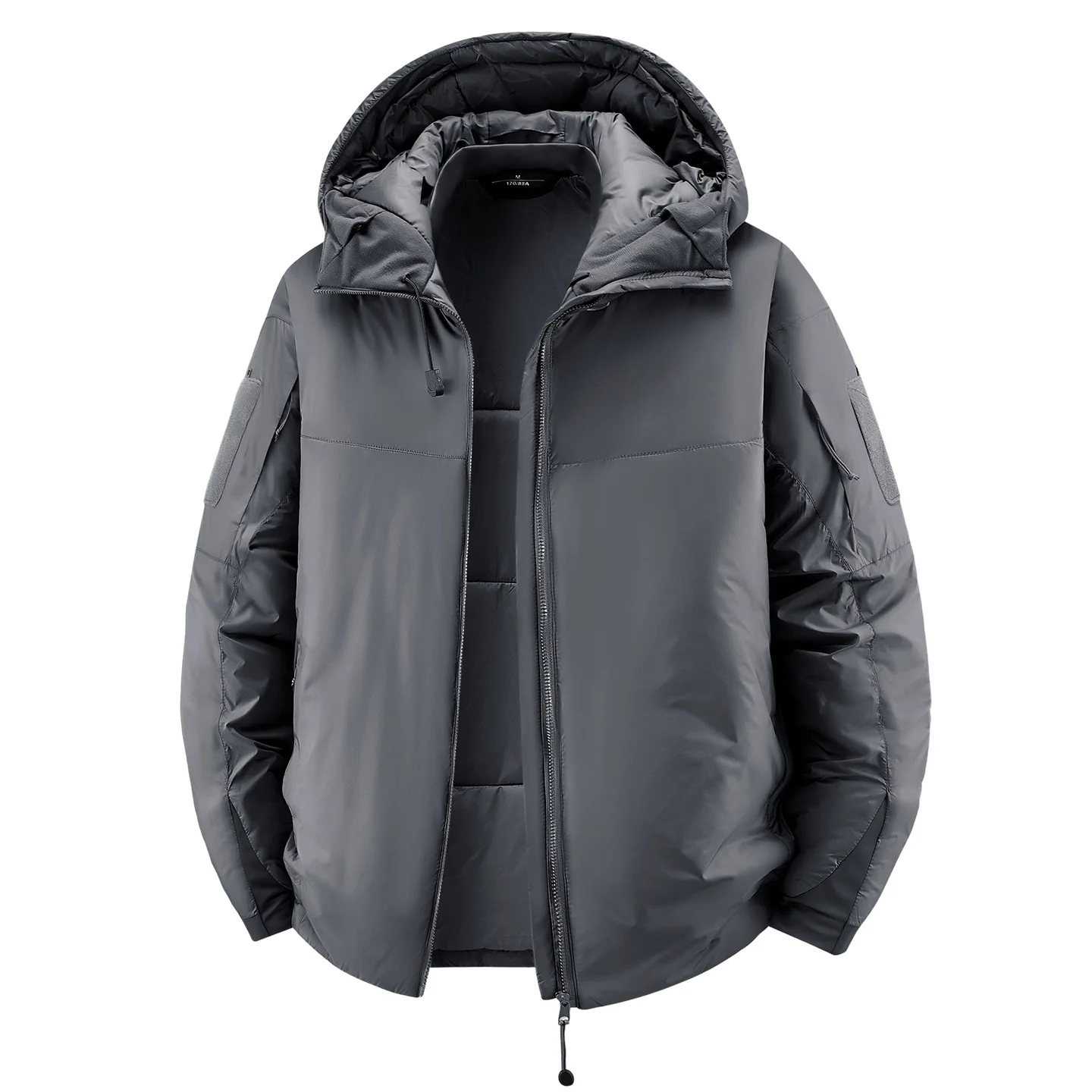 

New Winter Fashion Man Down Jacket Thicken Warm Solid Color Men Outerwear Long Sleeve Zipper Outdoor Windproof Male Hooded Coat