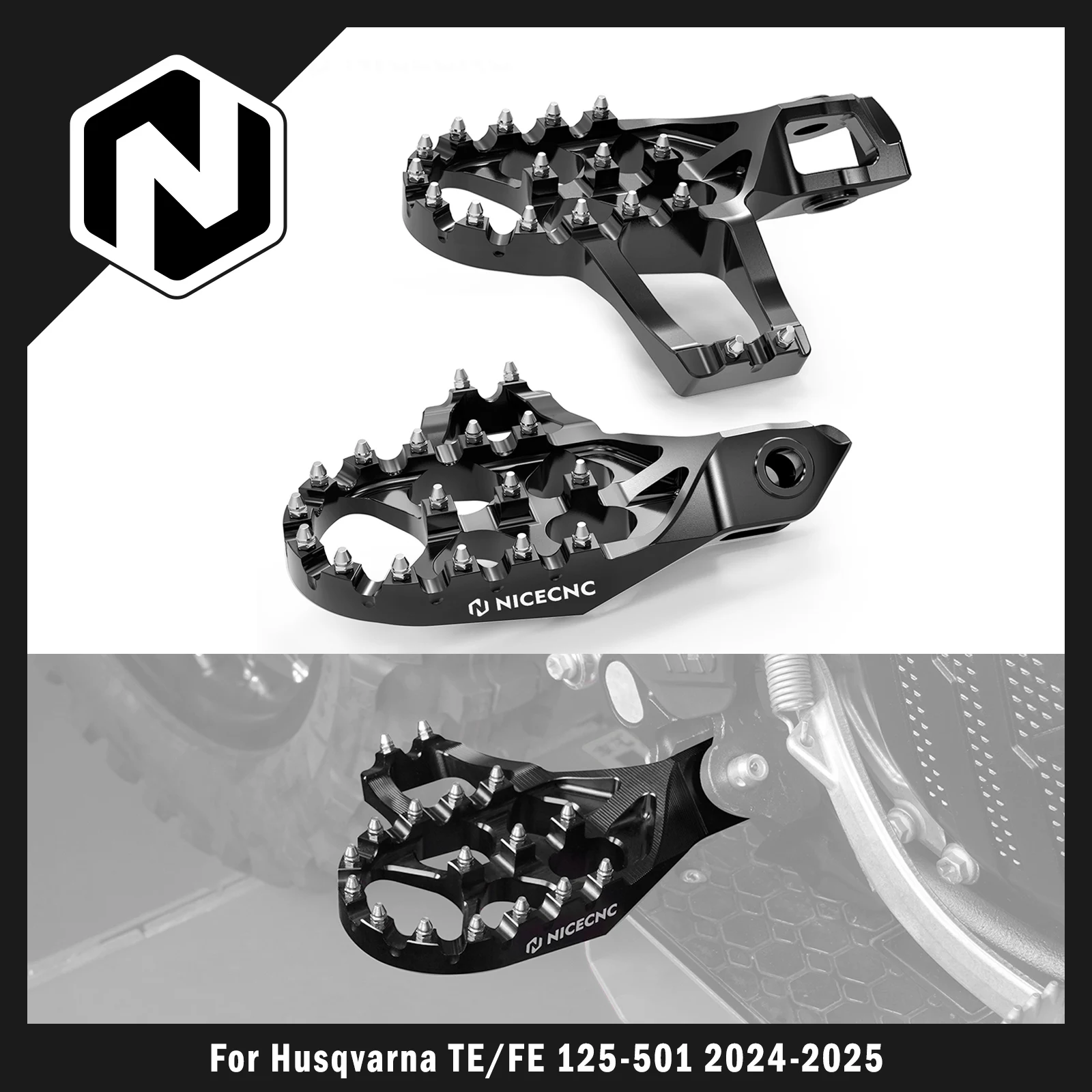 

NICECNC For Husqvarna TE 300 2024-2025 TE250 FE 250 FE 350 FE 450 501 Extender Foot Pegs Footrest TC 125 FC 250 TX 300 2023-2025