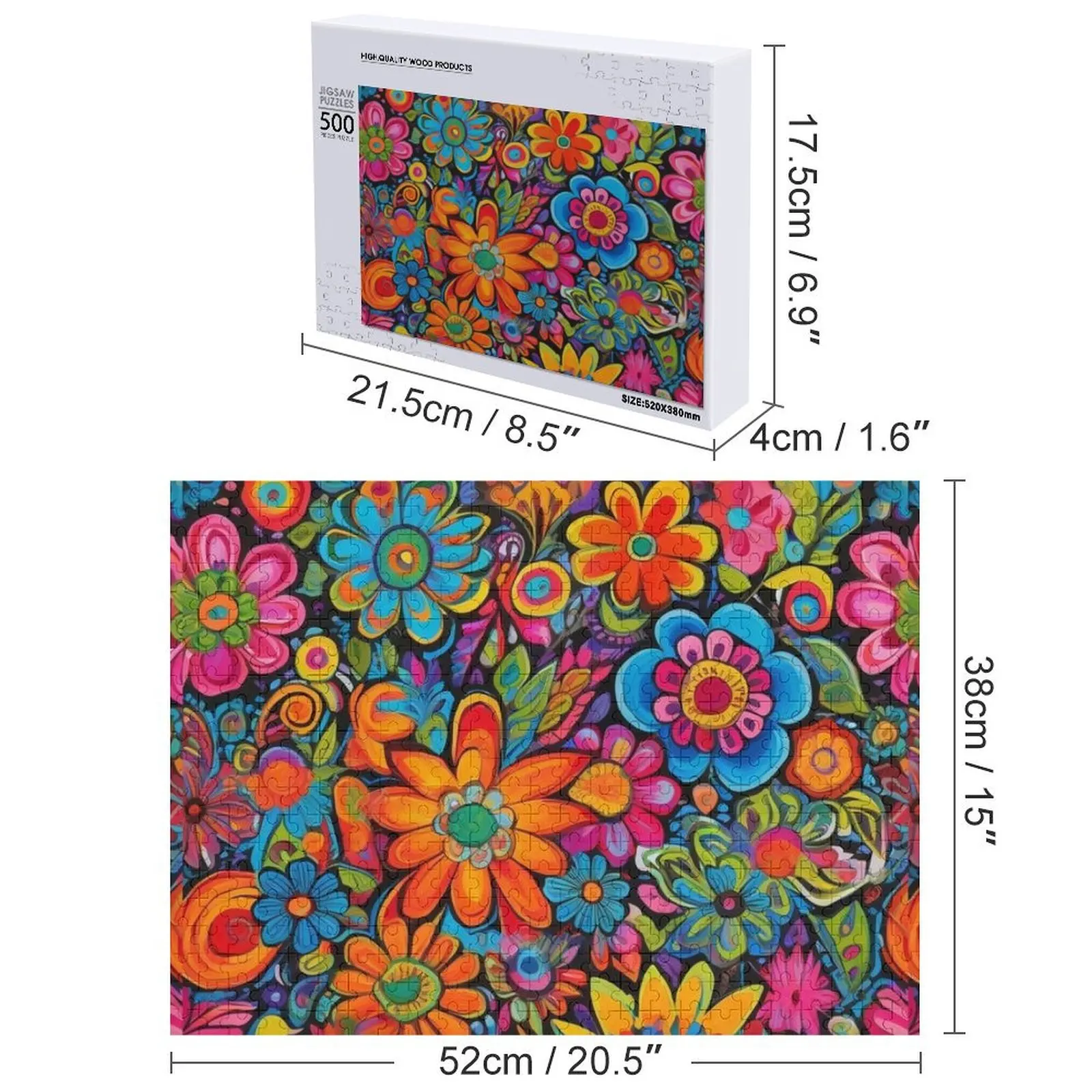 Flower Power – Puzzle à motifs floraux colorés, cadeaux personnalisés, Puzzle Photo personnalisé
