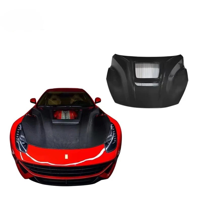 New F12 Car Engine Cover with Carbon Fiber Transparent Glass Hood for Retrofit Upgrade