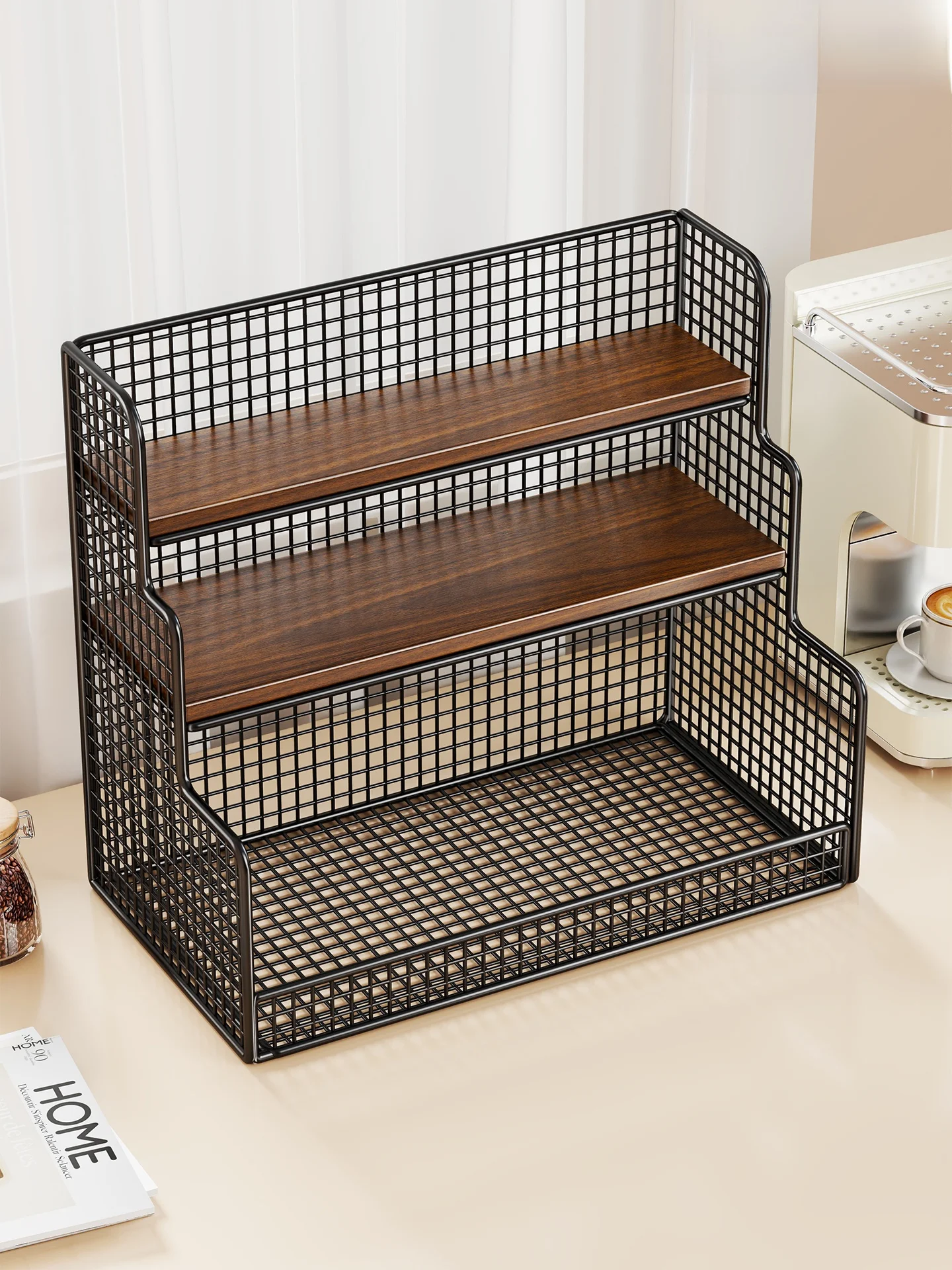 multi-layer-cup-holder-home-use-metal-tea-set-storage-display-stand-desktop-organizer-table-utility-rack-linjia-xiaoshow