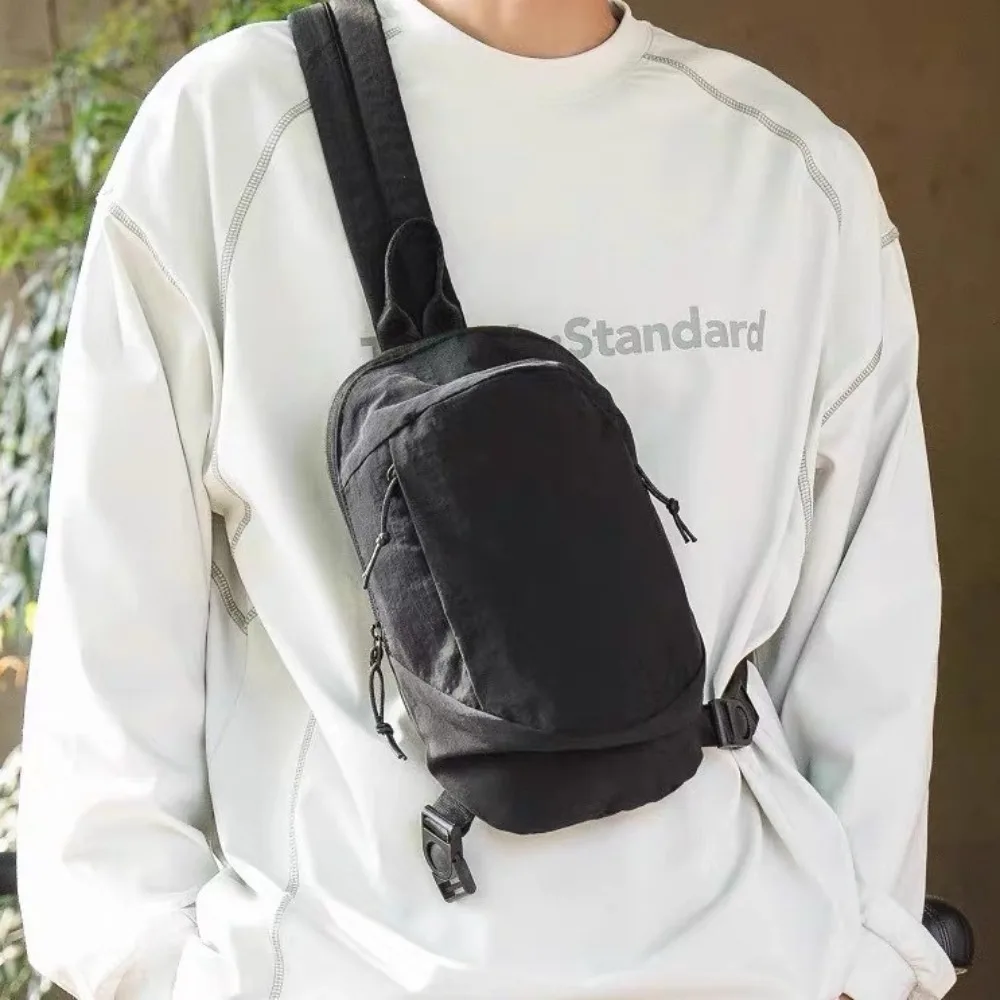 

Solid Color Men's Chest Bag Large Capacity Multifunctional Nylon Shoulder Bag Adjustable Shoulder Korean Style