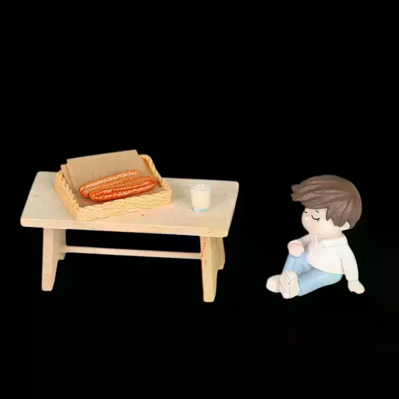 Miniature Kitchen Doll House Accessories 5Pcs Soy Milk & Fried Dough Stick Set Play Toy Model for Dollhouse Ornaments