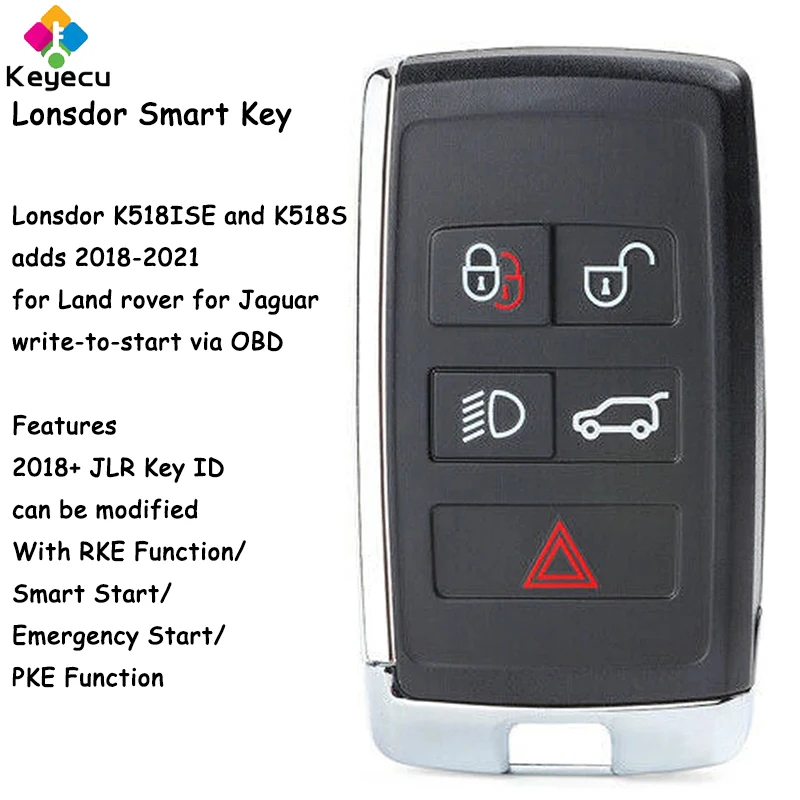 KEYECU Lonsdor K518ISE K518S KOBJXF18A Smart Remote Key for Land Rover Range Rover LR2 LR4 for Jaguar 2018-2021 Can Change ID