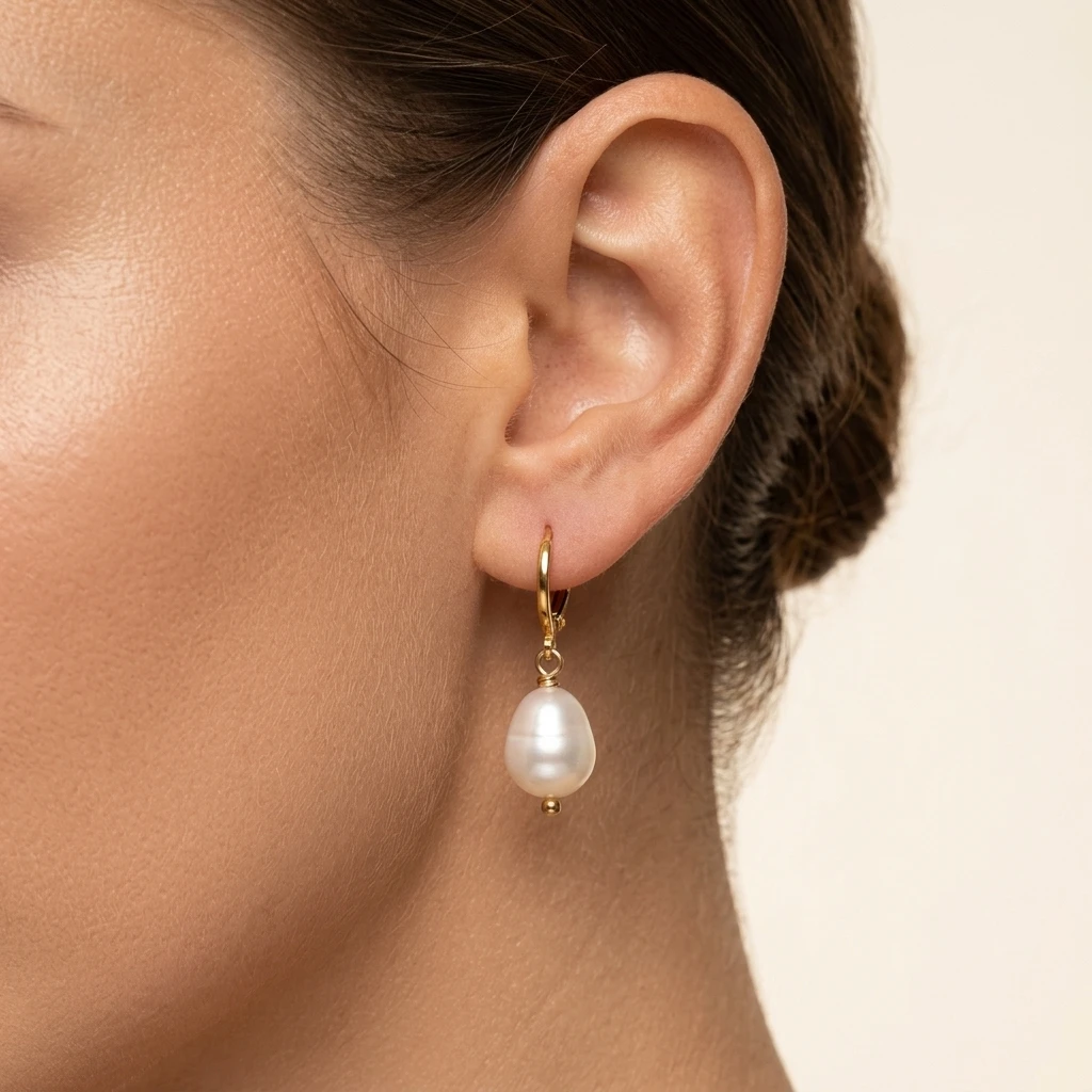 

a pair of earrings Bohemian Style Pair of White Freshwater Pearl Earrings Gift for Girlfriend Elegant Dangle Jewelry