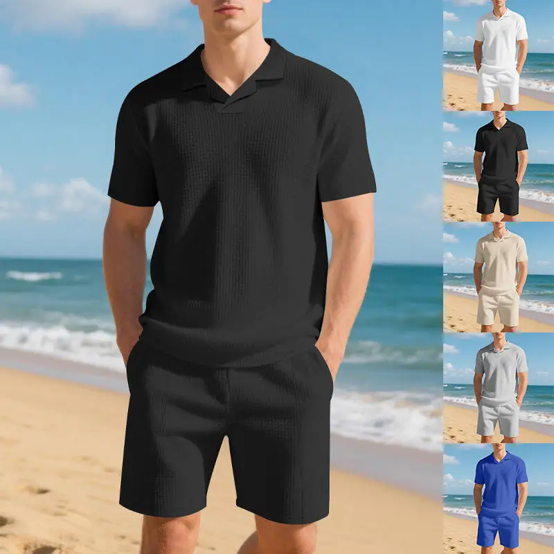 

Loose American Style Men's Summer Shirt Short Sleeve Casual Shorts Set T-Shirt Youth Teenager Fashion Clothing Set