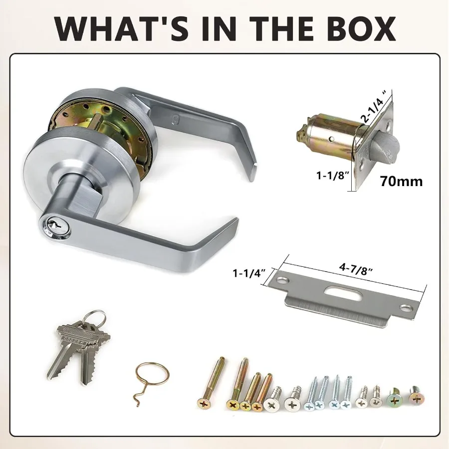 رافعة باب غرفة التخزين التجارية شديدة التحمل من الكروم الساتان مع مفتاح بمقبض مختلف لكل من اليد اليسرى واليمنى #2