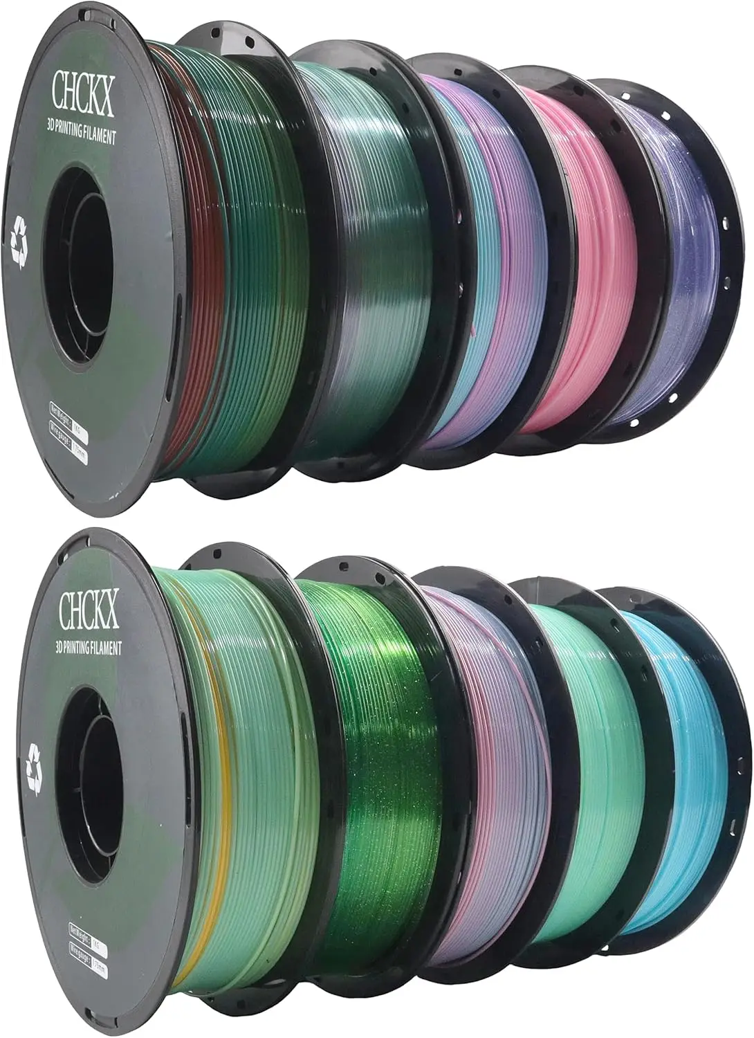 ^For 10 Pack Rainbow PETG 3D Printer Filament Bundle, 1kg Spool(2.2lbs) | 10 Rolls,Dimensional Accuracy +/- 0.03 mm, 1.75 mm, Fi