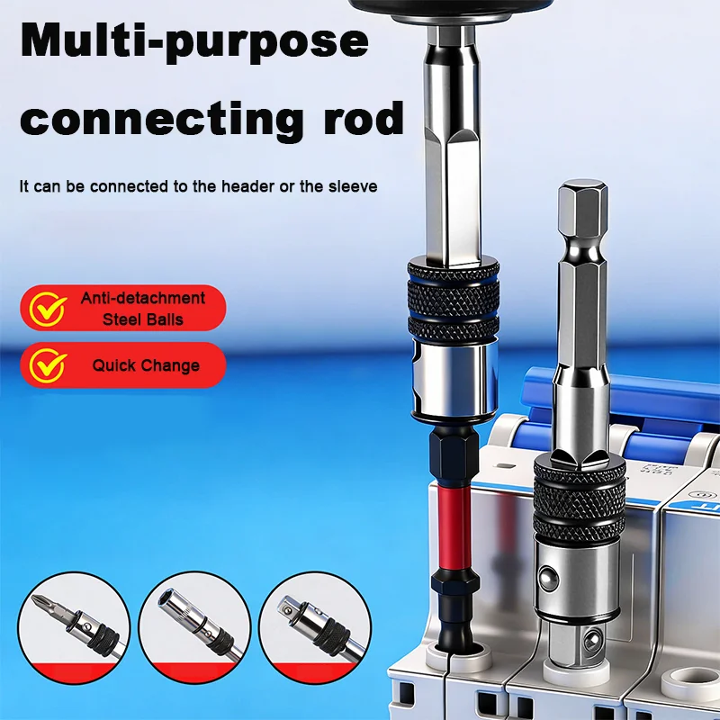 Multifunctional Quick Change Connecting Rod, Self-Locking Extension Bar, 2-in-1 Manual & Electric Screwdriver Bit Holder